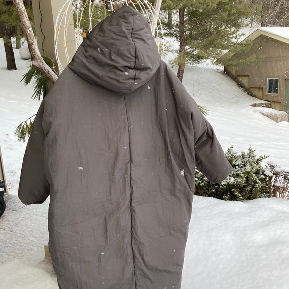 Down Long Coat Puffer, OS, Dark Gray - Picture 2 of 10
